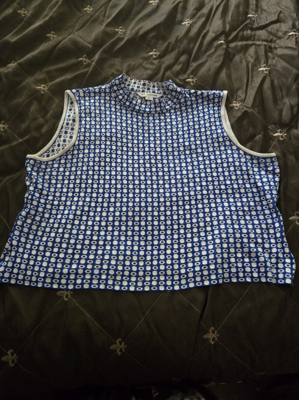 St. John Blue and White Patterned Tank Top
